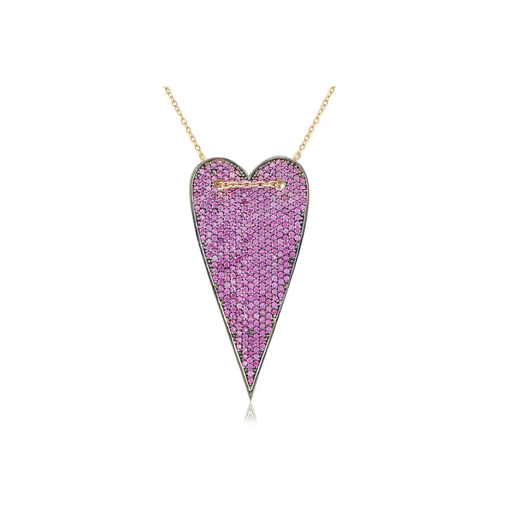 Sterling Silver Pink Colored CZ Diamond Heart